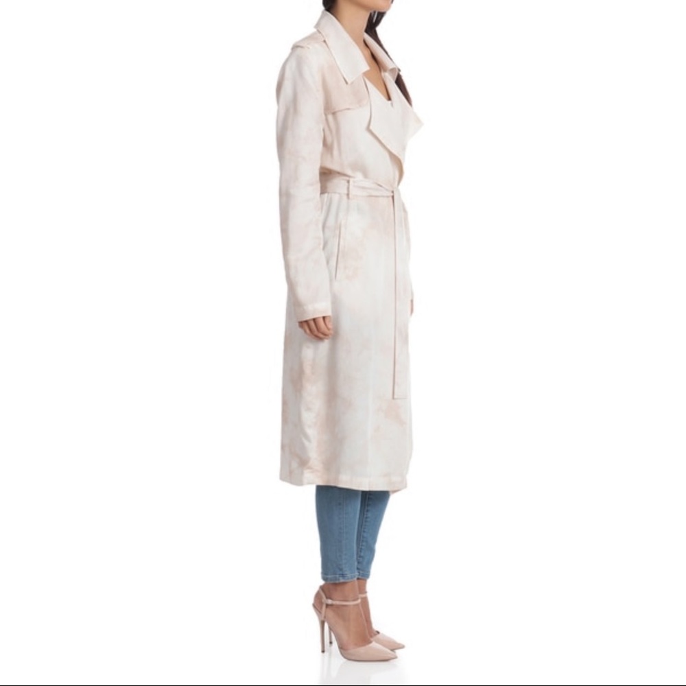 Something Navy Satin Trench Coat Pink Blue Tie Dye - Picture 6 of 6